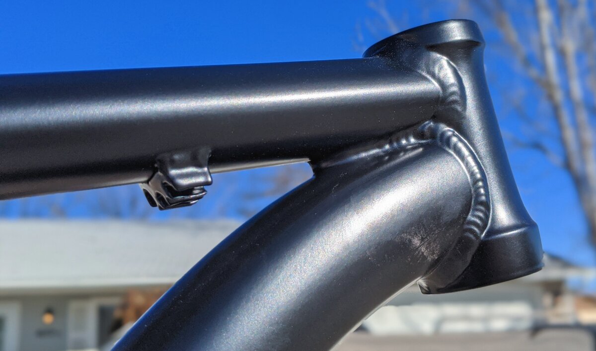 powder-coated frame closeup