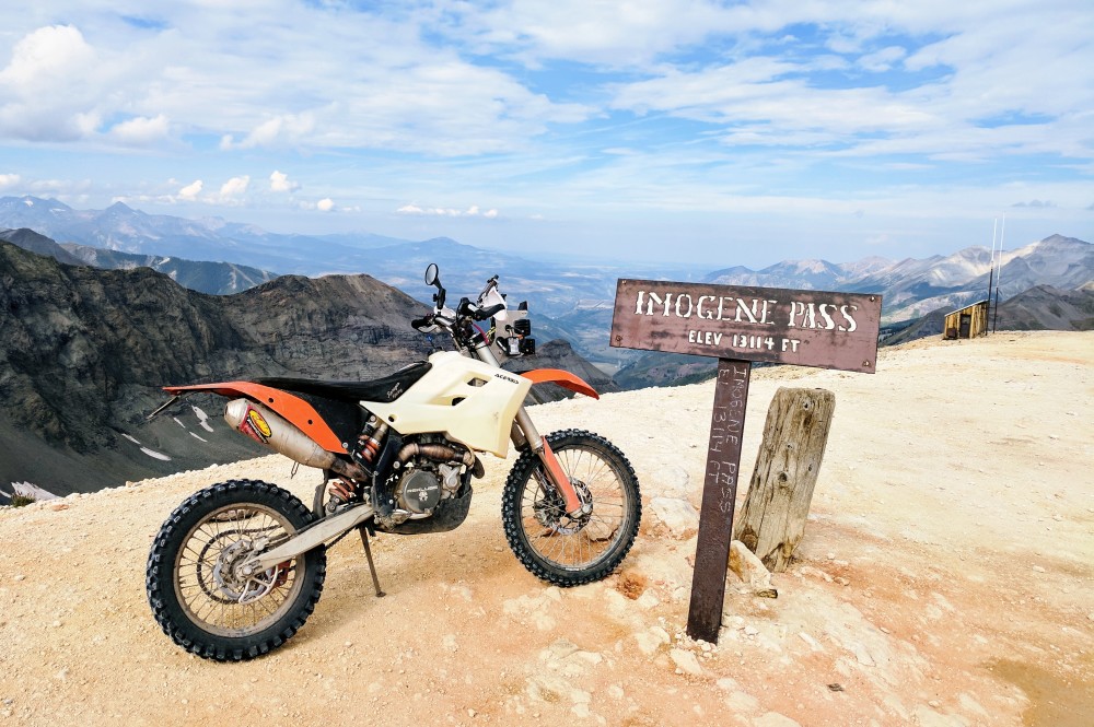 the KTM at the Imogene Pass summit